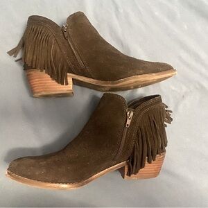 Lucky Brand Freedah Fringe Black Booties